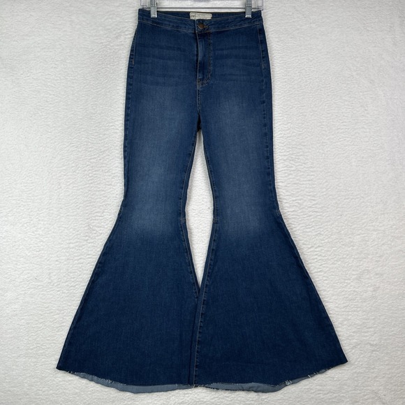 Free People Denim - FREE PEOPLE WOMEN'S MID WASH HIGH RISE JUST FLOAT ON FLARE JEANS STRETCH 27R